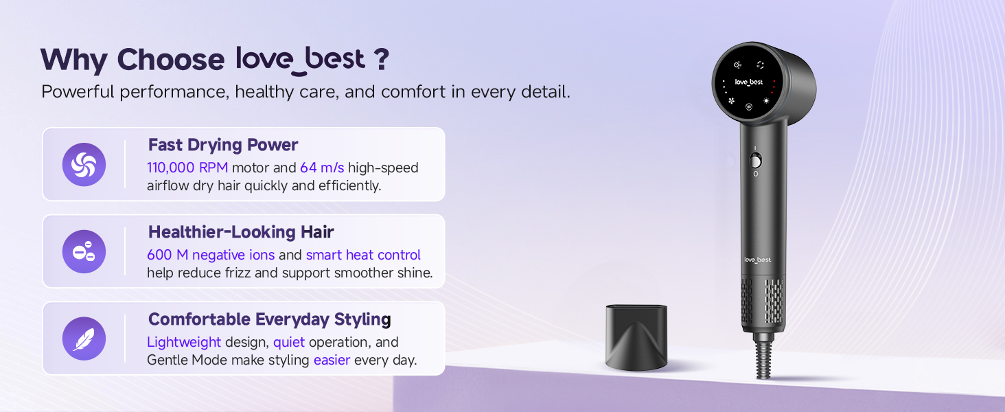 love best hair dryer with fast drying, ionic care, and comfortable styling features