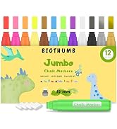 BIGTHUMB 12 Window Markers for Glass Washable, 15mm Jumbo Erasable Chalkboard Markers for Blackbo...