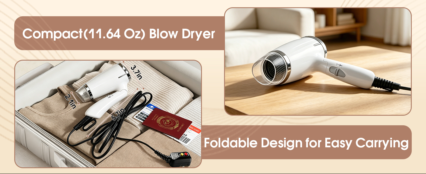 Heat-resistant travel blow dryer features anti-scald design for safe everyday styling