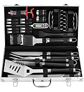 POLIGO 26PC Exclusive BBQ Grill Accessories in Aluminum Case for Birthday Christmas Grilling Gift...