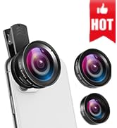 (Upgraded) Phone Camera Lens, 0.45X Super Wide Angle Lens, 12.5X Macro Lens, Clip-On 2 in 1 Profe...