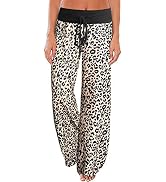 iniber Women's Comfy Pajama Pants Casual Lounge Pant Wide Leg Palazzo Stretch Drawstring Bottoms