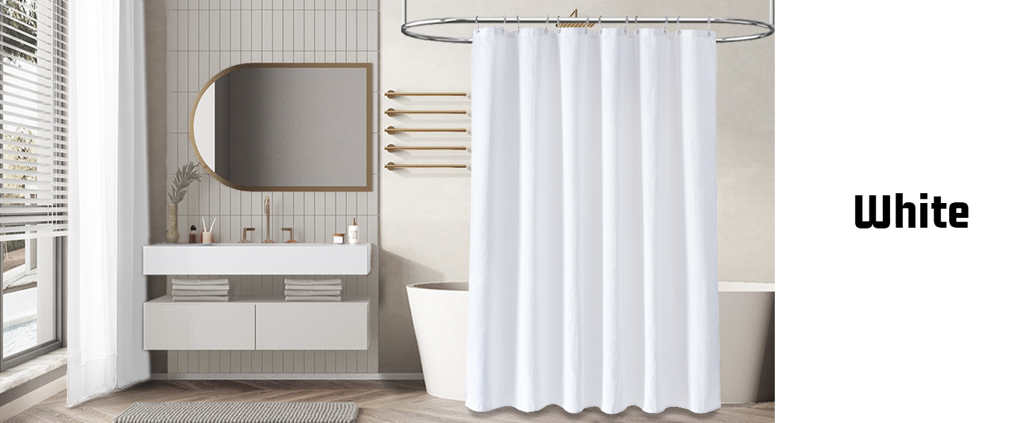 white shower curtain