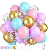 Pink Blue Gold Balloons, Pink Blue Purple Balloons, Gold Macaron Pink Purple Teal Balloons Silver...