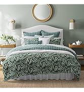 Laura Ashley - King Comforter Set, Soft & Reversible Cotton Bedding, Medium Weight 7 Piece Bed Se...