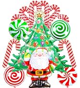 14 PCS Christmas Balloons, Christmas Candy Cane Foil Balloons, Red and Green Christmas Decoration...