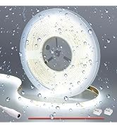 GOMING DC 12V COB LED Strip Light Cool White 6000K IP65 Waterproof 16.4ft(5M) 1560LEDs CRI 93+ Un...