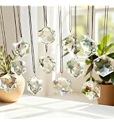 H&D HYALINE & DORA 12 Pack Crystal Sun Catcher Prisms Clear Suncatcher Crystals Indoor Window Han...