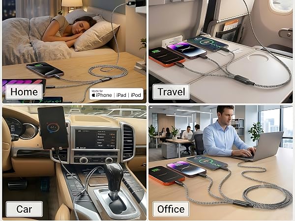 Using universal phone chargers as practical universal car charger on bed sofa or backseat