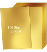 100 Sheets Metallic Gold Cardstock Paper Bulk, Gold Paper Foil Board 8.5" x 11", Mirror Finish Su...