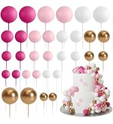 ASTARON 32 Pcs Ball Cake Topper Decorations Mini Balloons Cake Topper Sticks Foam Balls Cake Pick...