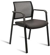 CLATINA Stackable Office Chair, Mesh Back Guest Chairs with Comfortable Leather Seat Arms Stackin...