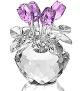 H&D HYALINE & DORA Purple Crystal Rose Bouquet Flowers Figurines Ornament with Gift Box