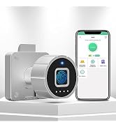 Pothunder Fingerprint Cabinet Lock, 1-1/4'' Auto Locking Bluetooth Biometric Keyless Child Safety...