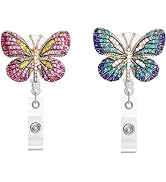 2Pcs Retractable Badge Reel, Bling Diamond Nurse Badge Holder Reels with Swivel Alligator Clip fo...