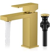 KENES Brushed Gold Bathroom Faucets, Modern Single Hole Lavatory Vanity Faucet, Single Handle Bat...