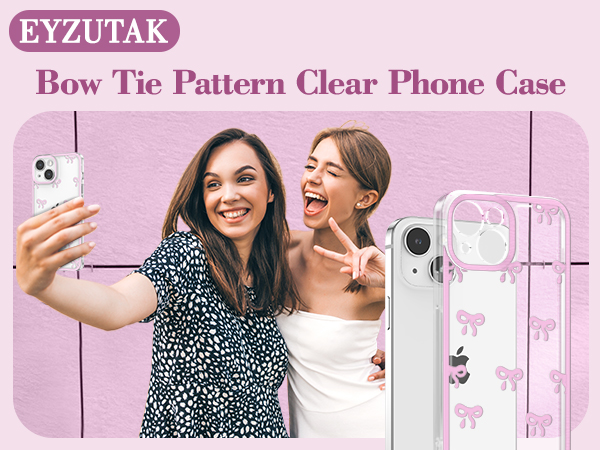 1-pretty bow tie design clear phone case