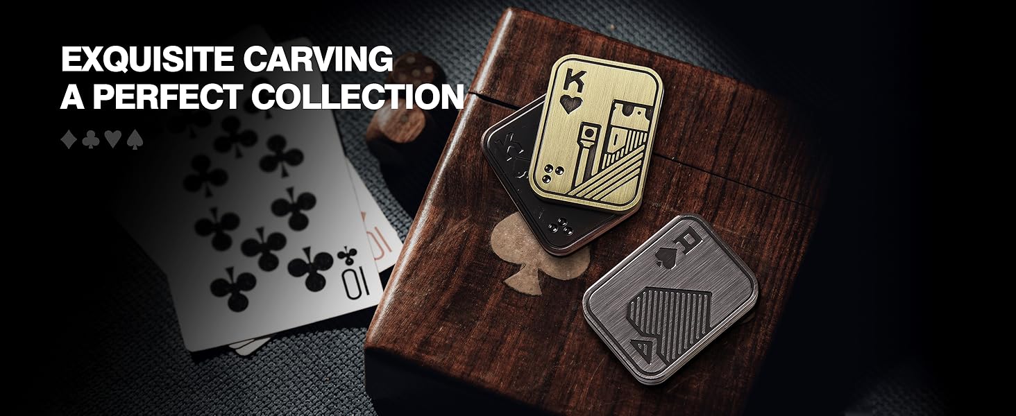 ITOKEY Metal Fidget Toys, EDC Fidget Slider, Desk Toy for Men Poker Push Card Clicker Haptic Coin