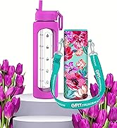 32 oz Glass Water Bottle with Time Marker motivational water bottle glass water bottle with straw