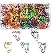 Vuzvuv 100Pcs Rainbow Creative Footprint Paper Clips Assorted Colors Cute Metal Footmark Shaped B...