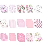 QTRQTR 84 Pcs Charm Packs for Quilting 5 Inch Pink Precut Fabric Squares | Floral Cotton Fabric, ...