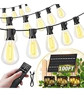 Amzrap 100FT Solar String Lights Outdoor Waterproof, 35+1 LED Shatterproof Bulbs Solar Powered wi...