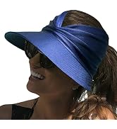 Sun Visor Ponytail Hat for Women Packable Wide Brim Summer Hat with Uv Protection for Sports Golf...