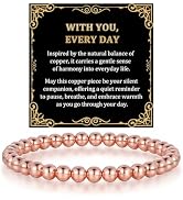 BioMag Copper Beaded Bracelet for Women Men, Minimalist Pure Copper Jewelry with 6MM Beads, Simpl...