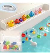 SEUNGCH Extra Long White Bathtub Splash Guard Splash Guard Silicone Toy Shelf Holder Prevent Wate...