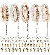 Pandahall Stainless Steel Necklace Chains Making Kit 5 Roll Golden Metal Jewelry Chains for Jewel...
