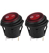 Qiilu 2pcs Red LED Light 12V 20A 3Pin Car Auto Boat Round On-Off Rocker Toggle Switch,SPST Circui...