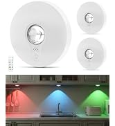 Aokpsrt Rechargeable RGB Puck Lights with Remote Control, 1500mAh Battery Operated Push Lights, D...