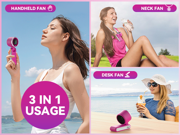 3in1 portable fans neck desk rechargeable fan hand fans fan portable summer outdoor cooling air