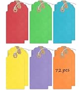 Uniclife 72 Pcs Blank Shipping Tags with Elastic String Attached Cardstock Paper Hang Tags with R...