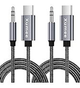 Xumee Aux Cord to USB C (2 Pack),Type C Male to 3.5mm Male Jack Audio Cord Compatible with iPhone...