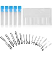 CAMWAY 15pcs Double Carbide Burrs Set - 1/4" Shank and 1/8" Shank, Die Grinder Carbide Bits, Rota...