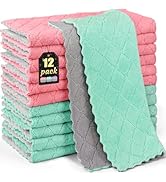 BUEDM 12 Pack Kitchen Cloth Dish Towels, 12x12 inch Soft Premium Dishcloths, Absorbent Microfiber...