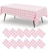 misaya 12 Packs Buffalo Disposable Table Cloth, 54 x 108 Inch Waterproof Plastic Tablecloth, Rect...