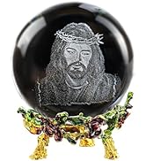 ZEERSHEE 3D Jesus Crystal Ball with Rose Base Laser Engraved Religious Gifts for Women Men Christ...