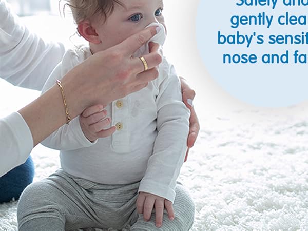 safely and gently clean baby's sensitive nose and face