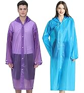 Rain Ponchos for Adults, Reusable Raincoats for Women Men, Emergency Rain Jacket with Hood for Di...