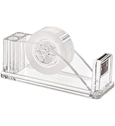 JEFURE Transparent Acrylic Tape Dispenser, Non-Skid Tape Cutter Holder Fits Standard Tape Rolls, ...