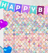 Mermaid Foil Fringe Curtains Backdrop Birthday