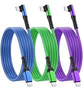 USB C to USB C Right Angle Cable,3-Pack 10FT 60W Type C to Type C Cable,Nylon Braided Fast Chargi...