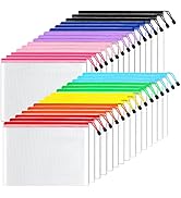 SUNEE Mesh Zipper Pouch 10x14 in (10 Colors, 30 Packs), Large Mesh Zipper Pouch Bags for School O...