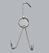 Alele 8PCS 11-inch Double Meat Hooks, Stainless Steel Meat Hook Roast Duck Bacon Shop Hook BBQ Gr...