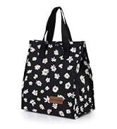 BLACK DAISY PRINT LUNCH BAG