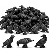 FESTGLOX 50Pcs Resin Mini Crows Figurines for Spooky Halloween Party Favors | Black Miniature Cro...