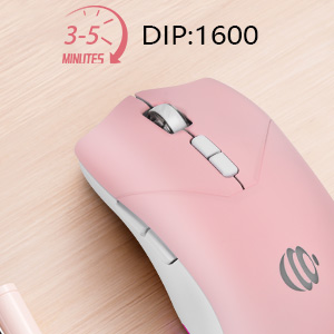 A pink Bluetooth mouse with adjustable DPI