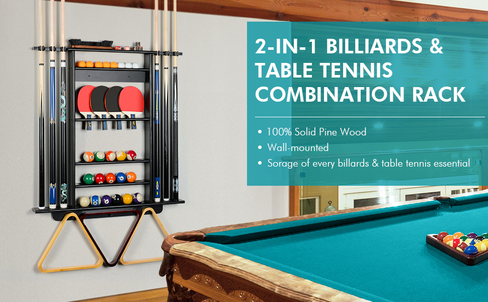2-IN-1 BILLIARDS & TABLE TENNIS COMBINATION RACK